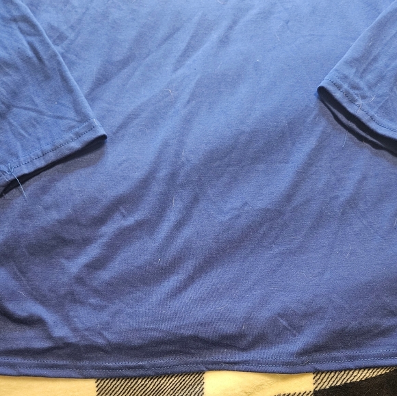 NWOT Unbranded Womens Blue Long Sleeve Top w/Jeweled Peek A Boo Shoulders Size L - Picture 5 of 8